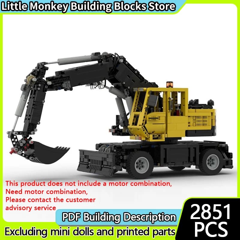 City Car Model MOC Building Bricks Classic 12Ch Wheel Excavator Modular Technology Children Holiday Gifts Assemble Toys Suit