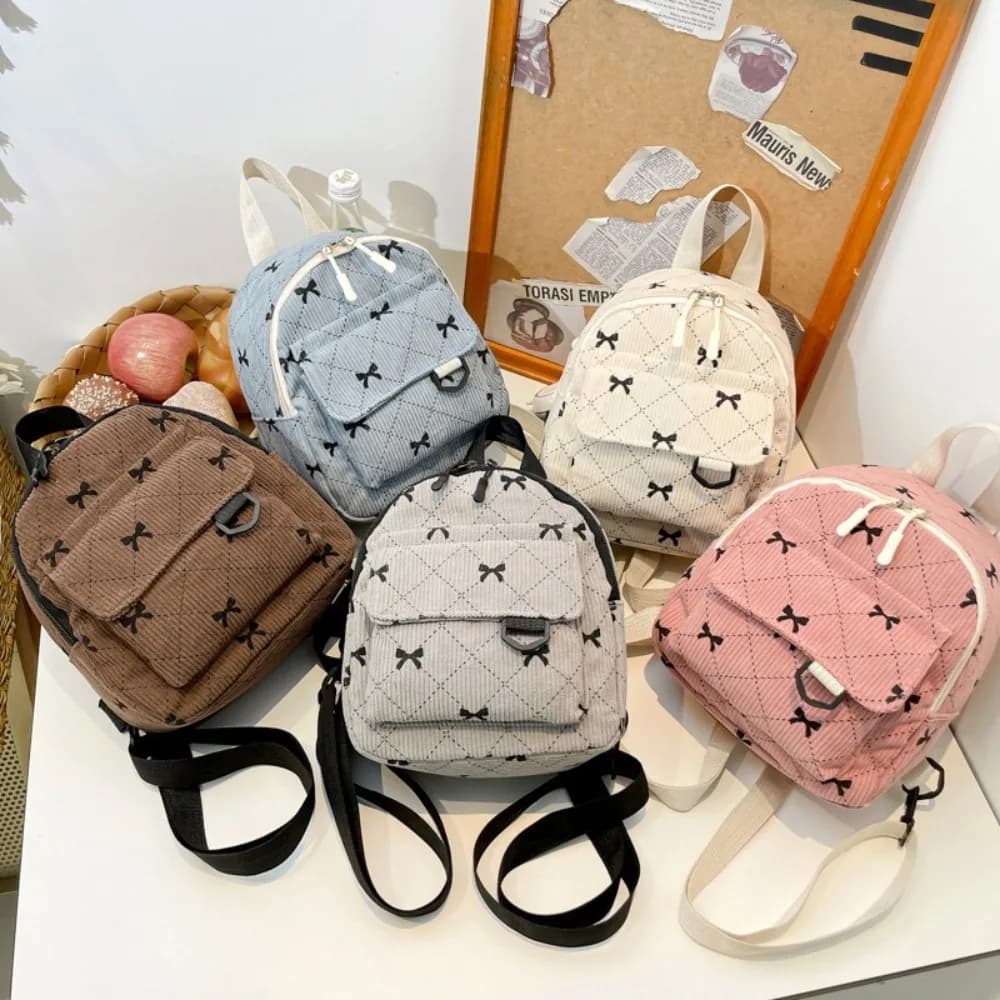 Mini zaino Sweet Girl Bowknot Borsa a tracolla stampata Borsa da viaggio per cosmetici Versione coreana Ins Bookbags Zaino casual