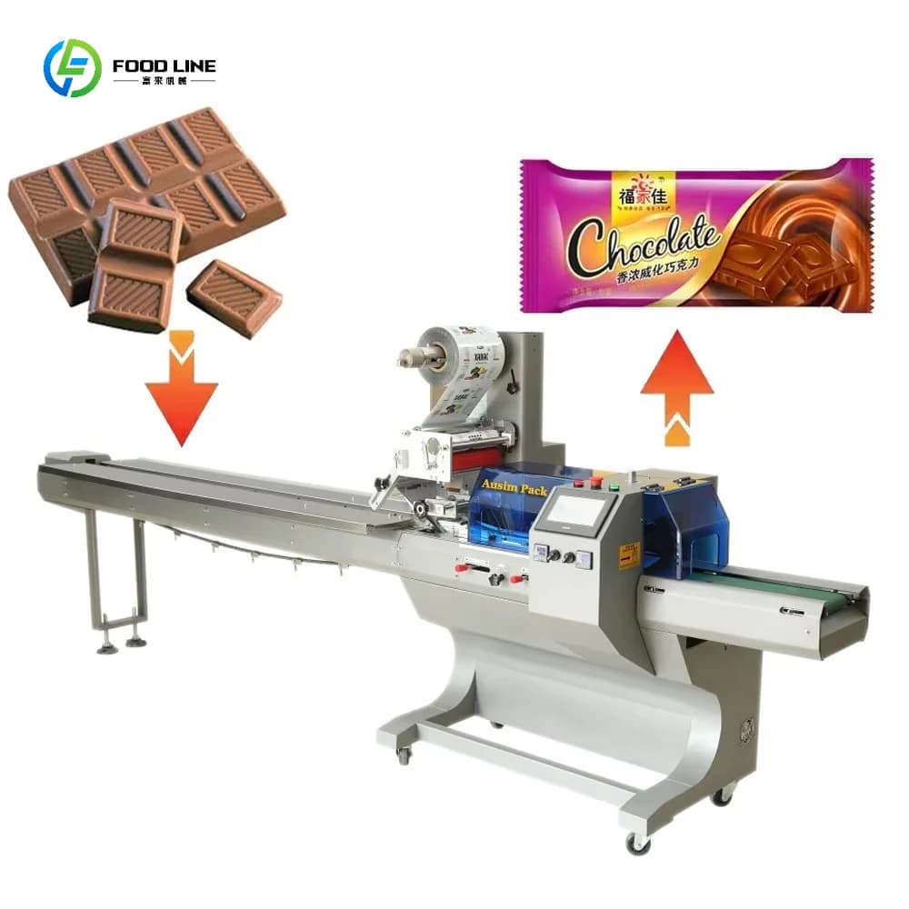 Confezionatrice per cioccolato Confezionatrice automatica per cuscini a flusso Barrette energetiche proteiche Confezionatrice per tavolette di cioccolato