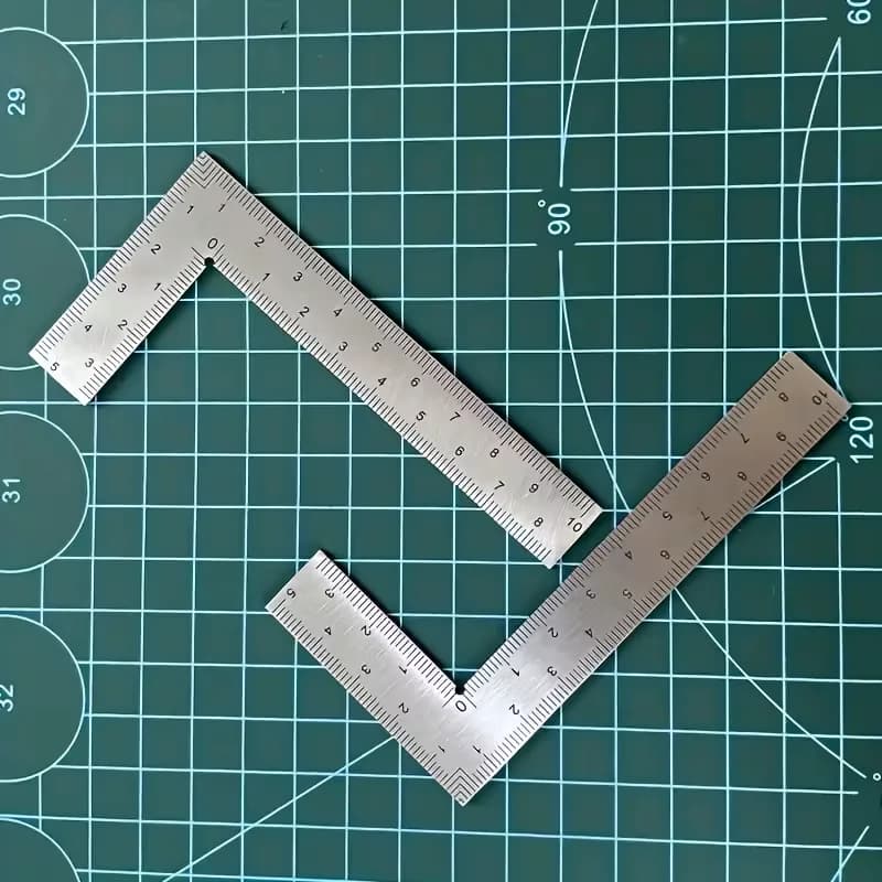 Righello di precisione a forma di L in acciaio inossidabile, righello bifacciale ad alta precisione, strumento di misurazione dell'angolo multifunzionale