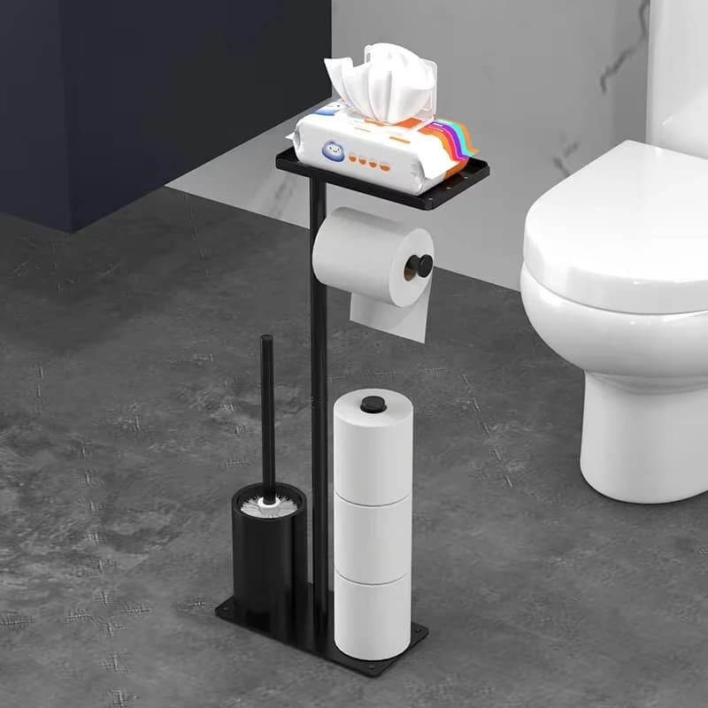 Floor Standing Roll Paper Holder Toilet Paper Wet Wipes Holder Rack Toilet Roll Holder Bathroom Accessories Paper Storage Holder