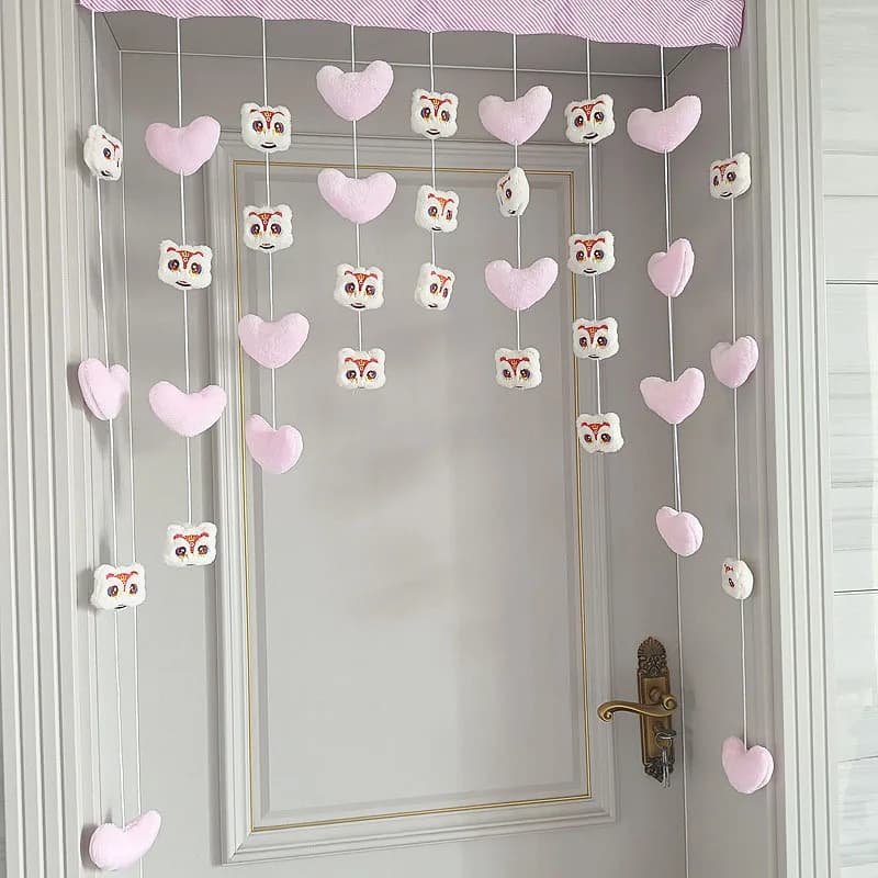 Princess Room Plush Lion Thread Partition Hanging Doorway Curtains Velcro Door Curtain Romantic Pendant Girls Bedroom Door