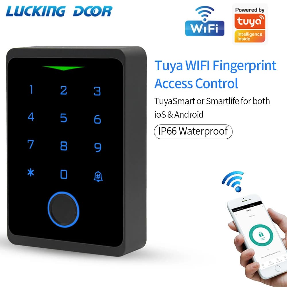 Smart Wi-Fi Fingerprint Door Lock Keypad - Support Tuya App Waterproof RFID Card Reader Access Control with Wiegand