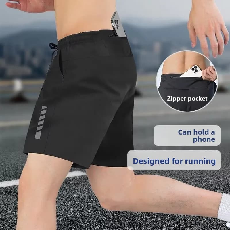 Men's Running Shorts Five Inches Marathon Special Sports Athletics Quick Dry Low Waist Pocket for Mobile Phone Fitness Cycling