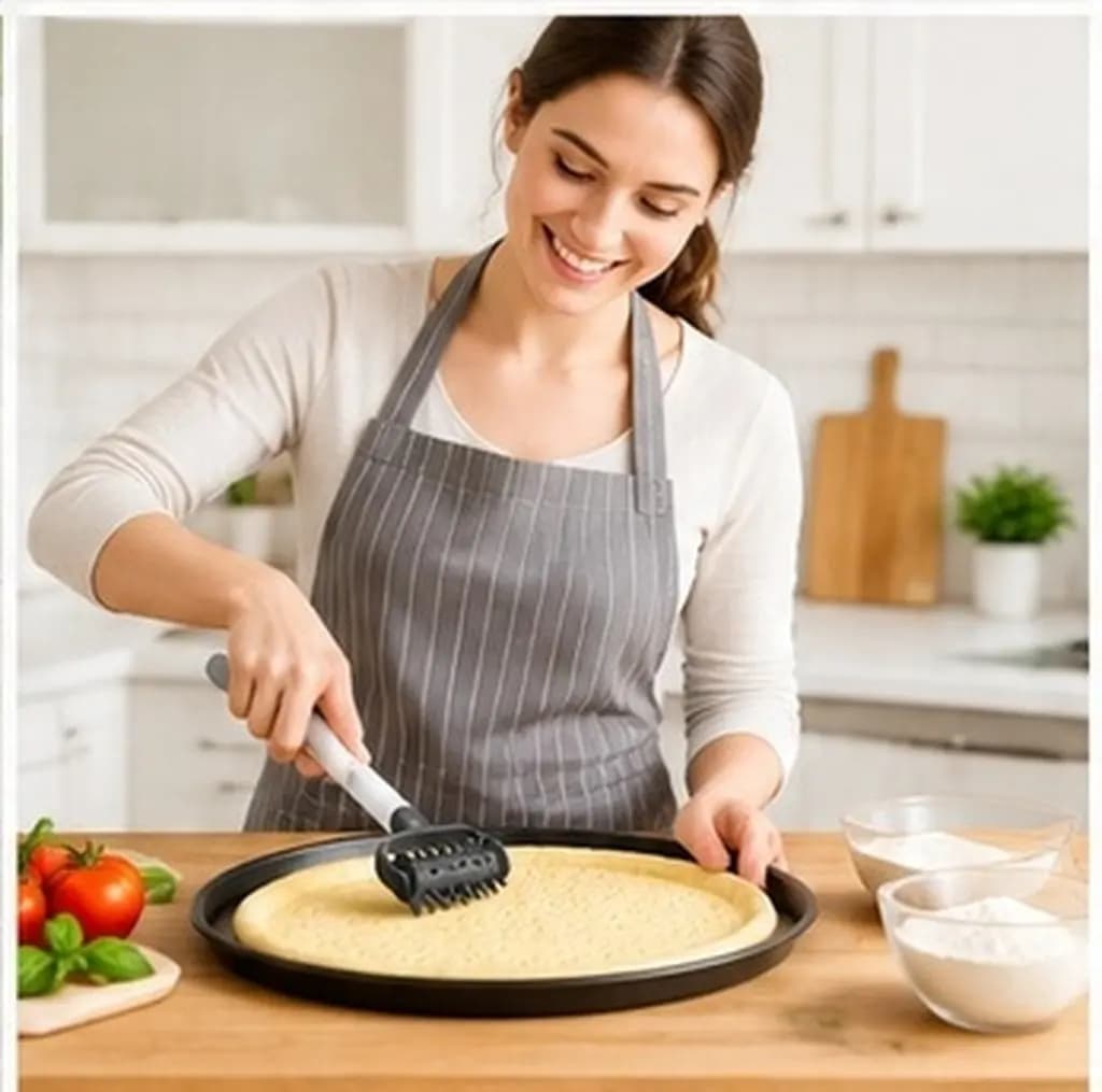 Pizza Dough Roller Ergonomic Baking Tool for Pizza Pastry Crust Hole Puncher Spike Roller Kitchen Tool Dough Hole Puncher