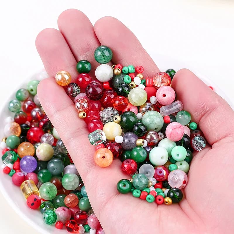 Perle di vetro assortite da 50 g per la creazione di gioielli Perline di cristallo colorate da 2-10 mm per bracciali Orecchini Collane Artigianato Creazione di arte fai-da-te