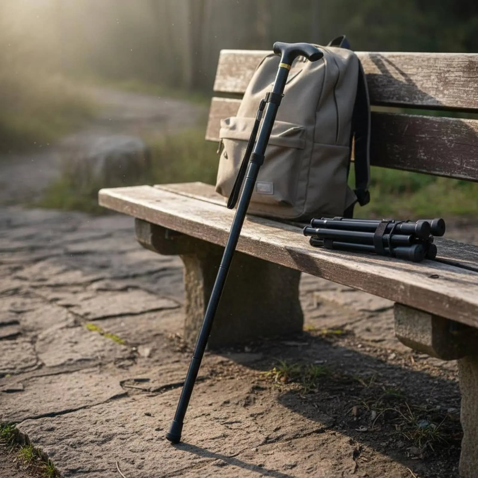 Bastone da Passeggio Pieghevole, Bastoncino da Trekking Compatto Regolabile, Bastone da Escursionismo Antiscivolo con Impugnatura Ergonomica