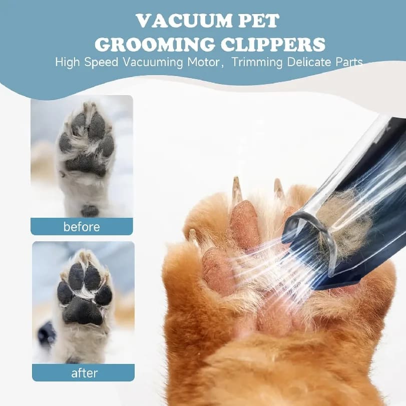Pet Paw Trimmer for Dog Cat with Vacuum Suction Professional 2 Modes Cordless Electric Dog Grooming Clippers for Cats Paws Face