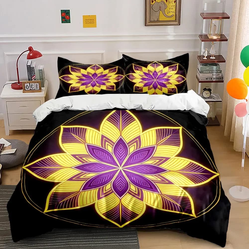 Colorful Floral Design Set Soft Comfortable Duvet Cover Bedding Set Included 1*Duvet Cover & 2*Pillowcases, gift