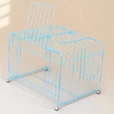 Gabbie Portatili per Uccelli, Gabbia da Viaggio per Pappagalli e Cocciglie, Gabbia in Acciaio Blu per Esterni, Trasportino Leggero per Animali Domestici