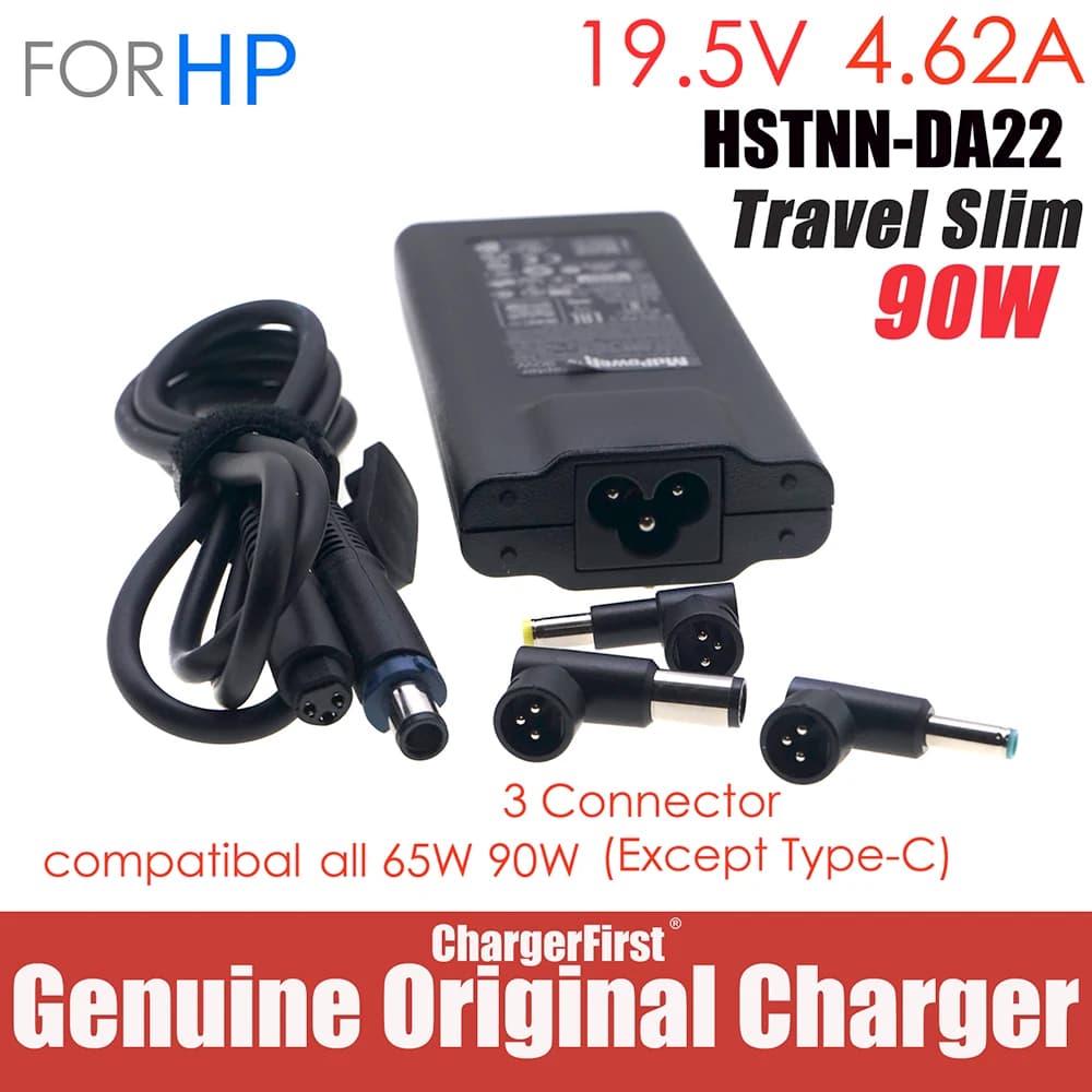 HSTNN-DA22 90W Slim Travel AC Adapter for HP EliteBook 845 G8 830 G5 x360 1040 G5 ProBook 440 G3 19.5V 4.62A Multi Tip