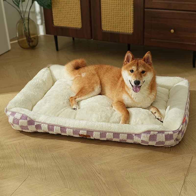 Cuccia Rettangolare Invernale per Cani, Ortopedica, Riscaldante, Morbida e Calmante, Resistente con Fondo Antiscivolo