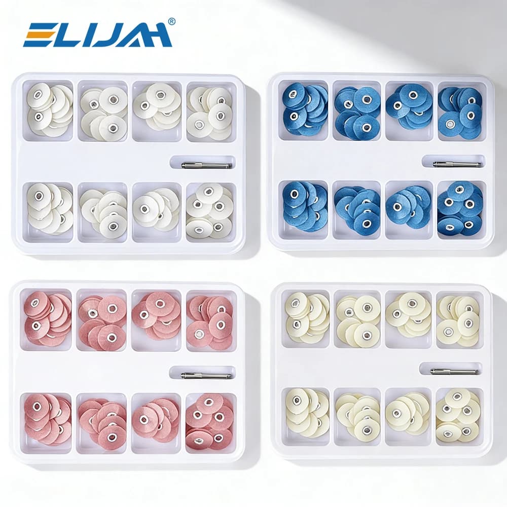 80 Pezzi/Scatola Dischi per Lucidatura e Finitura di Compositi Dentali in Ceramica, Mandrino in Metallo CA2.35mm 135 ℃ Consumabile Odontoiatrico Autoclavabile