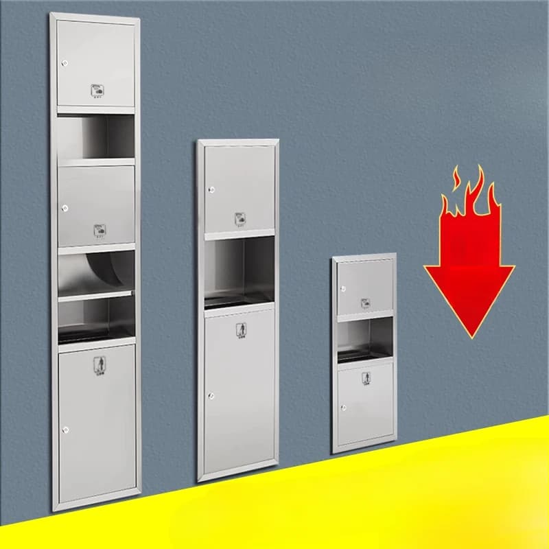 Stainless steel niche embedded pumping carton with trash can 3-in-1 drying mobile phone hotel bathroom hand wiping carton