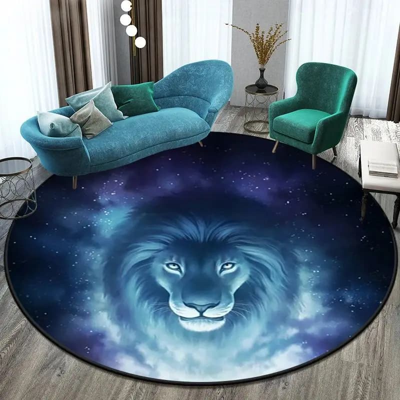 VIKAMA Tiger Print Round Area Rug Non-slip Soft Floor Mat for Living Room Bedroom Home Decor