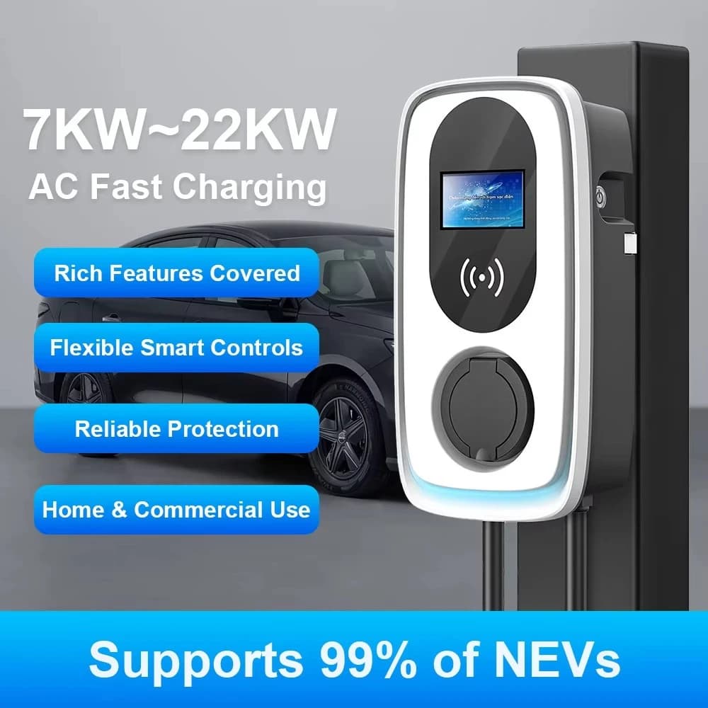 22kW Type 2 Rapid Domestic EV Charger for Electric Car Tesla with EV Cable Type 2 for Accessories and Spare Parts BYD Electric Vehicles