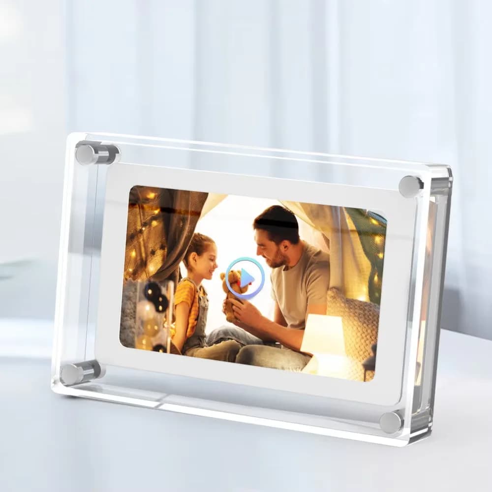 5 Inch Digital Acrylic Photo Frame 1200mAh Vertical Display IPS Screen 4G Memory Battery Retracted Digital Frame