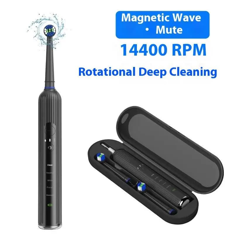 Intelligent rotating electric toothbrush, waterproof rechargeable rotating smart toothbrush compatible with Oral B