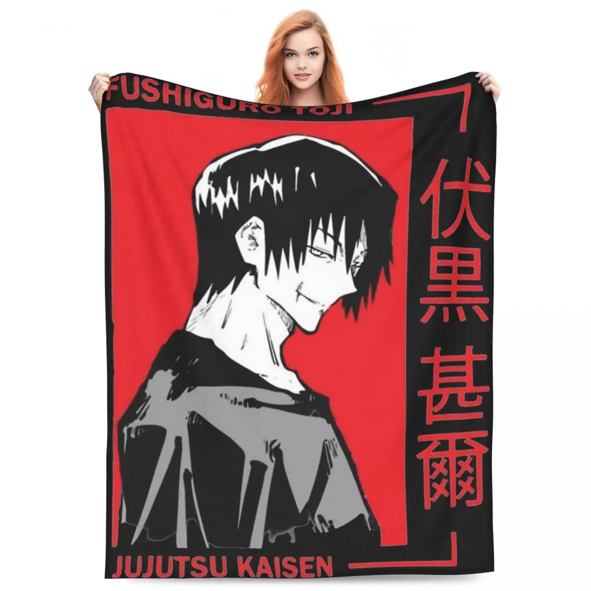 Coperta Rossa in Velluto Toji Jujutsu Kaisen, Comoda e Ultra-Morbida Coperta per Letto e Arredamento