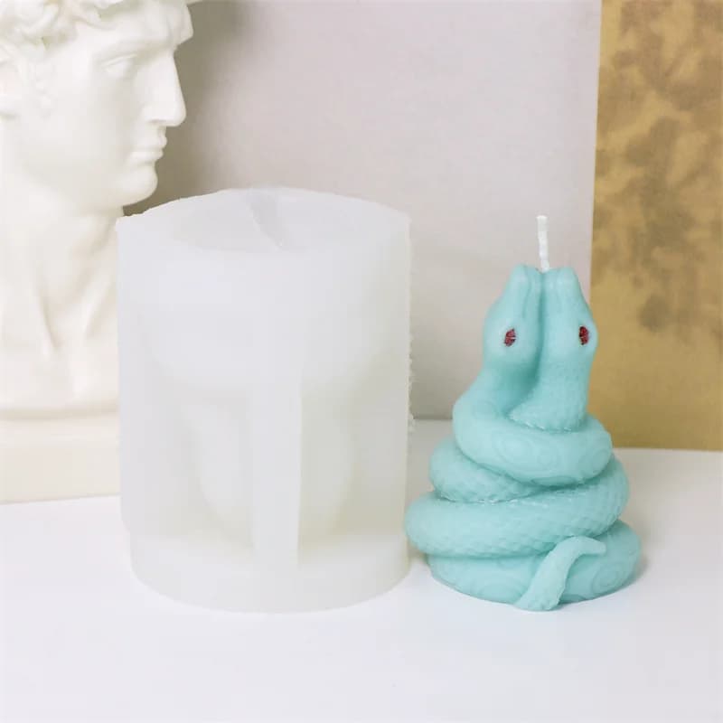 Stampo in Silicone 3D Realistico a Forma di Serpente per Candele, Stampo in Gesso a Rilievo Animale Fai-da-te, Decorazione Halloween, Arte del Terrore, Arredamento Casa