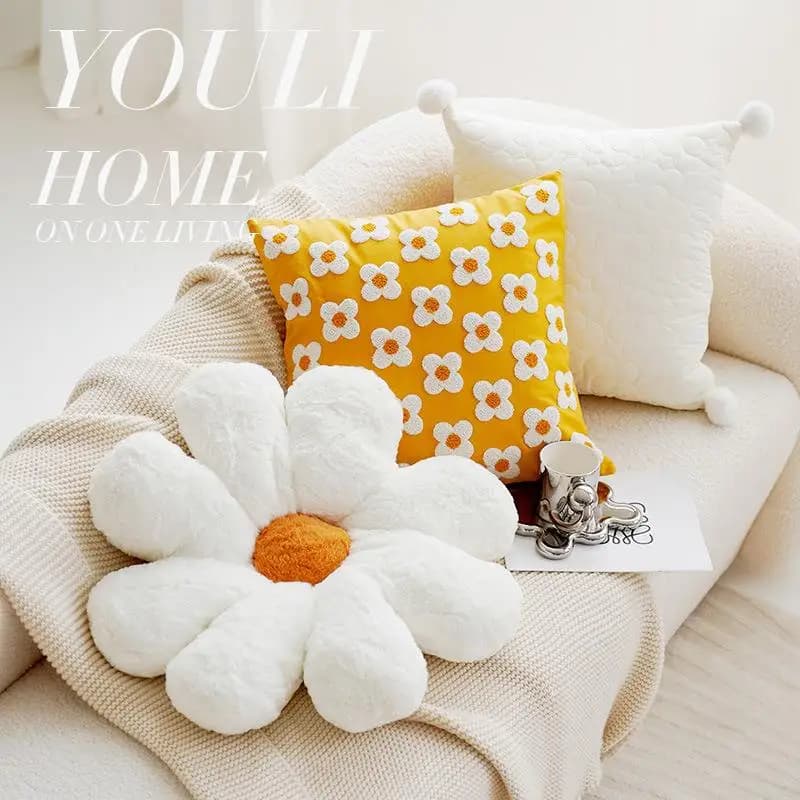 Fodere per cuscini bianche con motivo floreale a piccole fioriture, stile nordico, per divano, soggiorno, letto