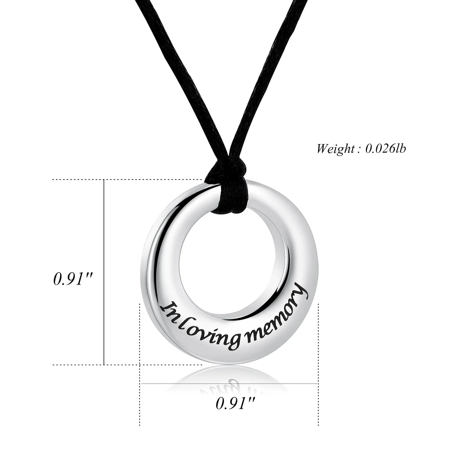 IJD8390 Collana circolare per ceneri umane/animali, souvenir, urna per cremazione, collana con serratura per gioielli in acciaio inossidabile