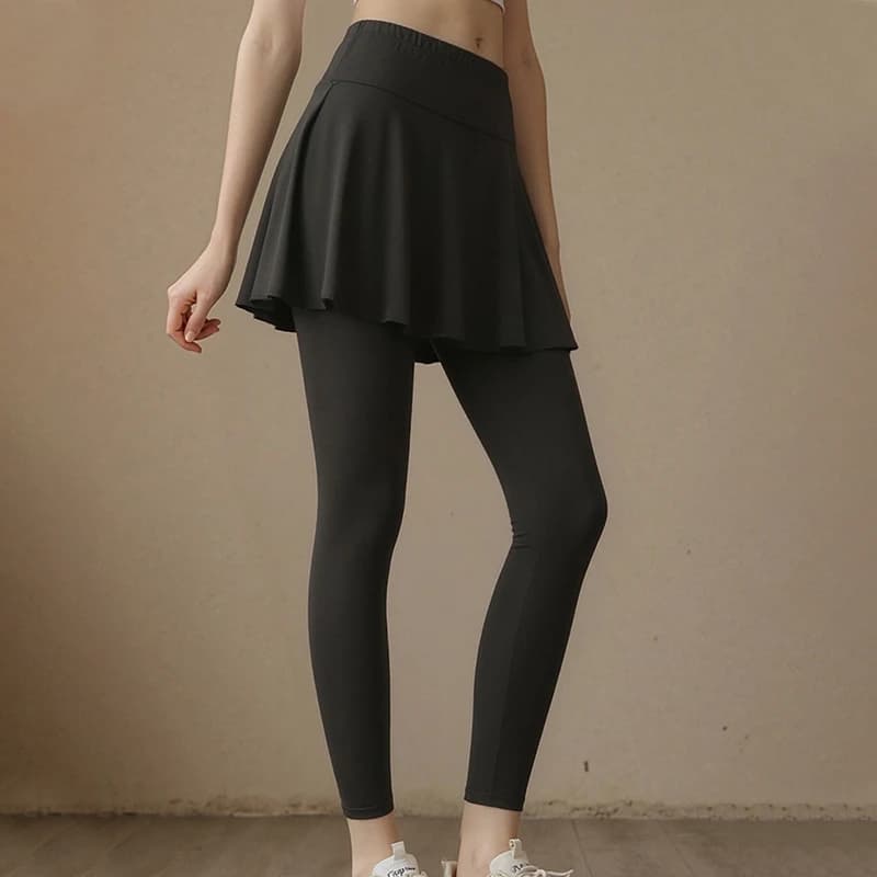 Abito estivo da donna a tinta unita alla moda con pantaloni, gonna sportiva casual, gonna a pieghe, leggings da corsa, pantaloni casual