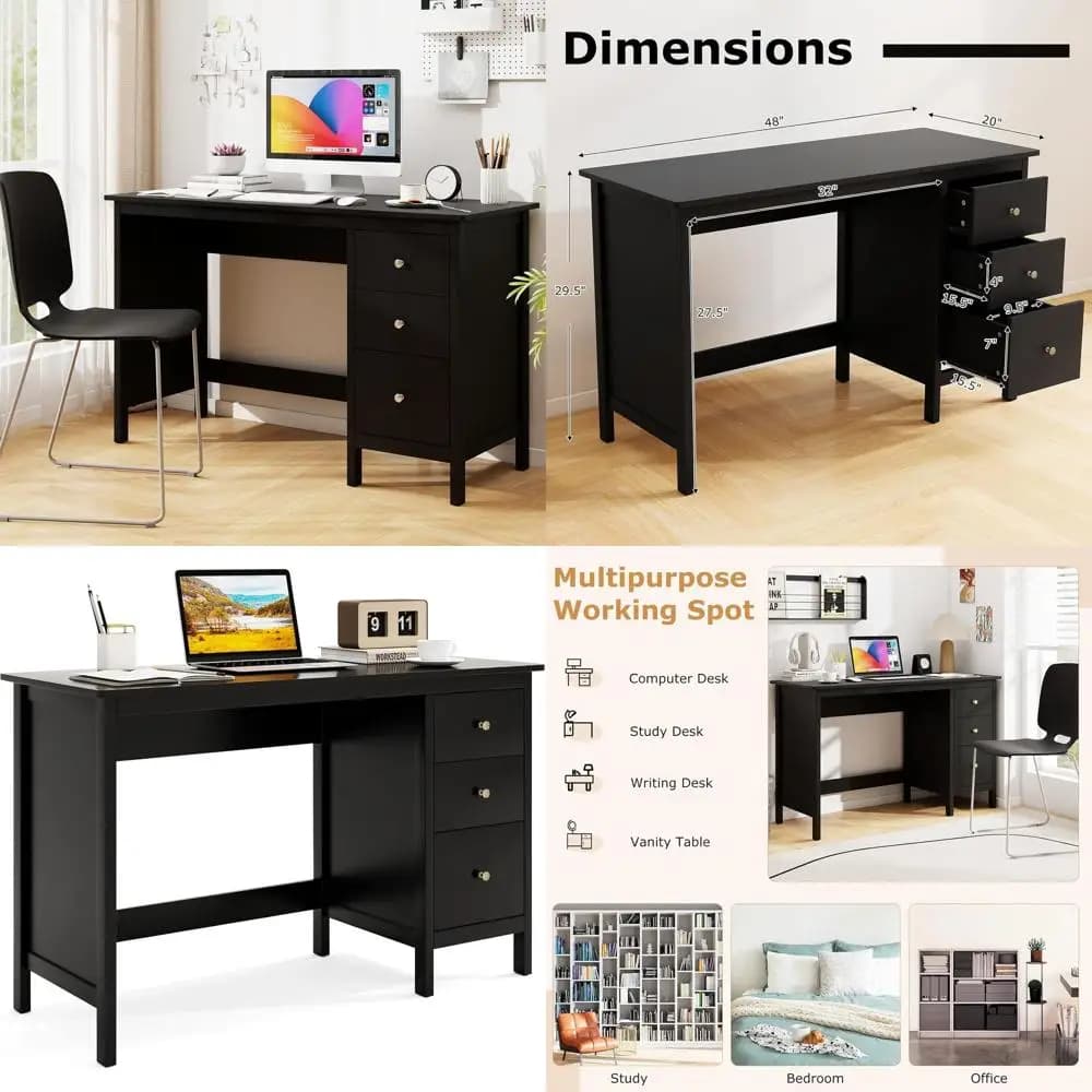 Elegante Scrivania per Ufficio Domestico con Spazio di Archiviazione, Ampia Superficie per Scrivere, Ideale per Studio o Camera da Letto, Versatile Postazione di Lavoro per Laptop