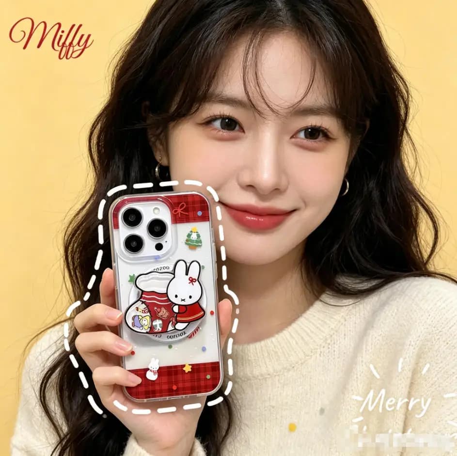 Miffy Christmas Series Phone Case for iPhone 11-16 Promax All Series Kawaii Cartoon Anti Fall Full Package Protective Soft Case