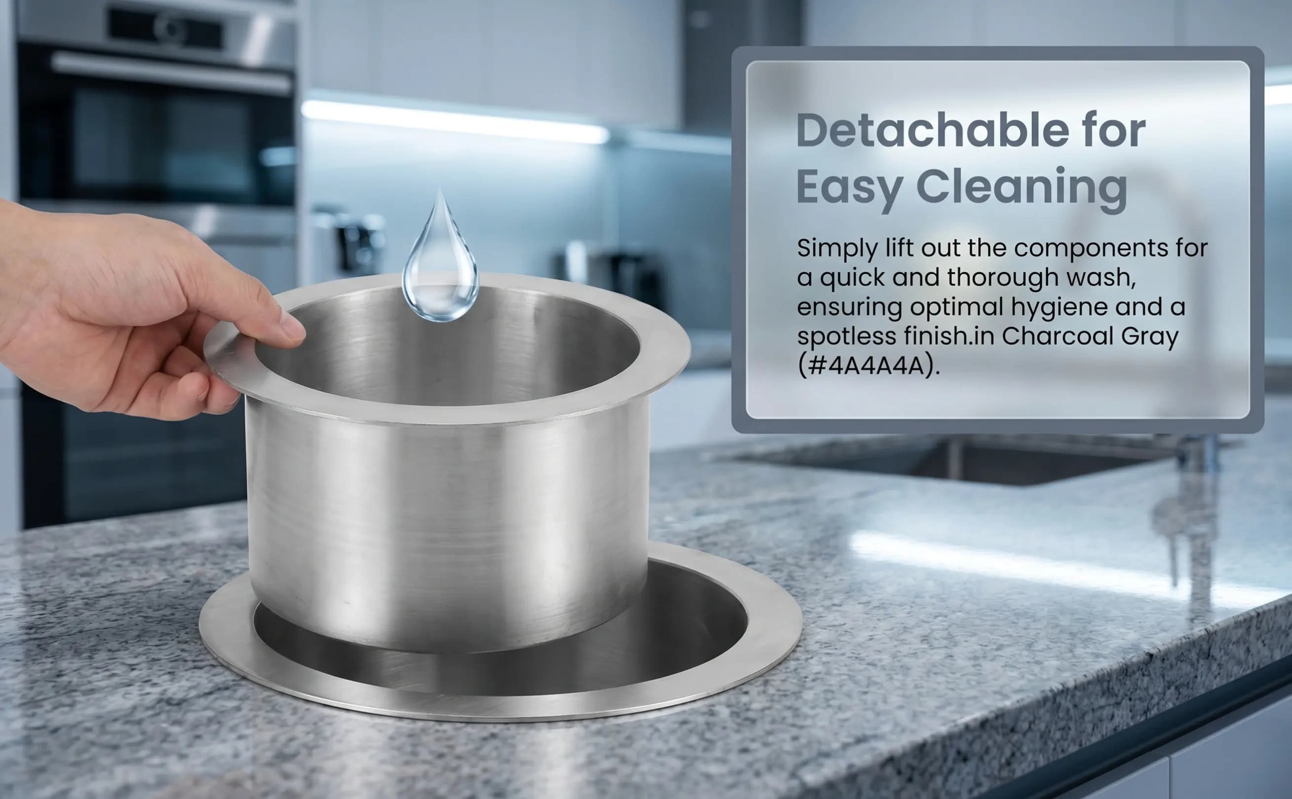 Drop-in Stainless Steel Trash Grommet Round Recessed Countertop Chute for Garbage Can Waste Basket Recycling Bin Flush