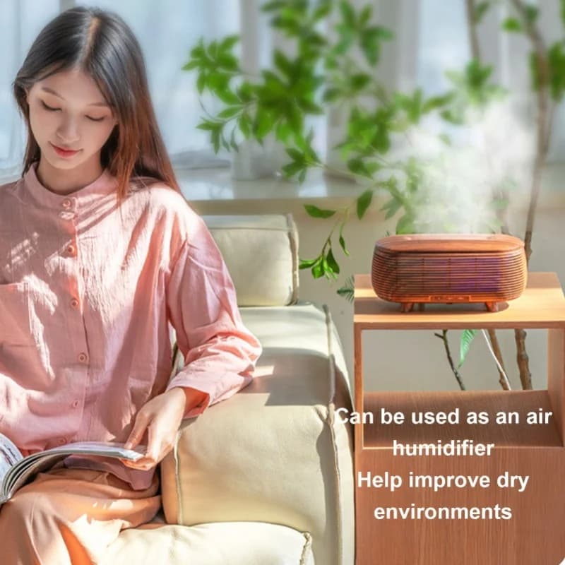 Wood Grain Essential Oil Diffuser Aromatherapy 3 Timer Settings Air Humidifier With LED Lights Dry Burn Protection US Plug