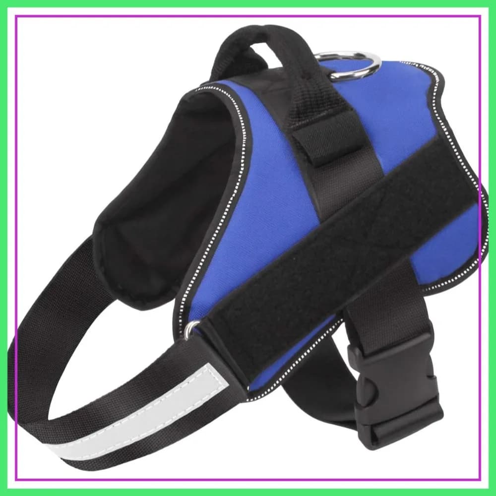 Gilet Riflettente Anti-Trazione per Cani, Pettorina Traspirante Regolabile con Maniglia per Passeggiate all'Aperto (Blu, S)