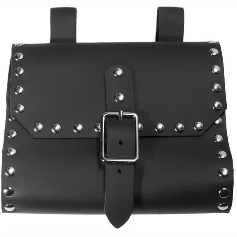 Marsupio per monete medievale rinascimentale Borsa da cintura in pelle PU con borchie Steampunk Costume cosplay da cavaliere pirata vichingo Accessorio LARP