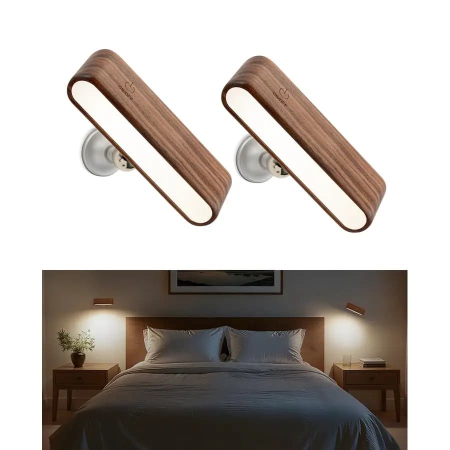 Applique LED da Parete Magnetica Girevole a 360°, Mini Lampada con Luminosità Regolabile, Luce Notturna Ricaricabile a Batteria, Luce da Lettura