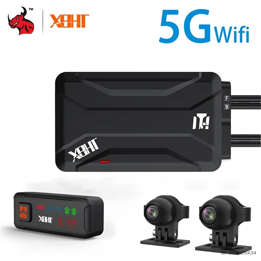 Registratore di guida per moto senza schermo 5G WiFi Monitoraggio della pressione dei pneumatici Registratore di guida per moto 2K HD Visione notturna impermeabile