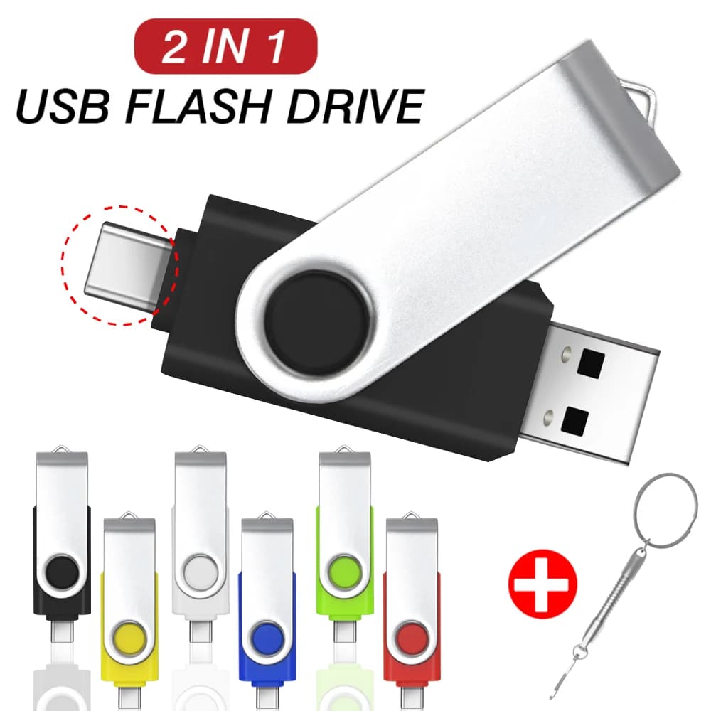 TYPE-C chiavetta USB viola USB 2.0 chiavette USB 64GB OTG portachiavi Pen Drive Pendrive ad alta velocità per telefono cellulare 32GB 16GB
