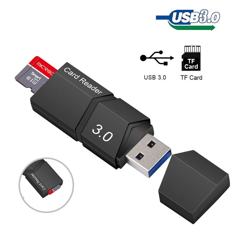 Lettore di schede TF USB 3.0 Lettore di schede Micro SD ad alta velocità Scrittore Adattatore di trasferimento dati Plug Play per computer portatile PC Notebook