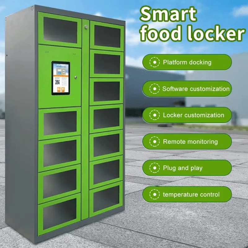 Armadietto Intelligente per Alimenti Personalizzato per Esterni, Servizio Self-Service 24 Ore su 24, Doppio Lato con Serratura Elettronica, Ritiro Conveniente per Ristoranti