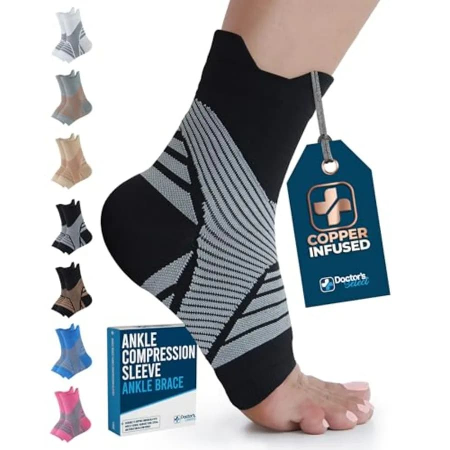 Doctor's Select Support for Copper Caviglia - Black Compression Socks for Men, Copper Caviglia Support, Lightweight and Breathable Foot Tutor