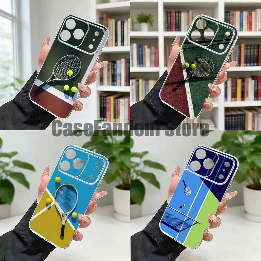Soft Case for iPhone 17, 16, 15, 14, 13, 12, 11, Pro, XS, Max, XR, Plus, E, SE4, Mini Shape Tennis Rack