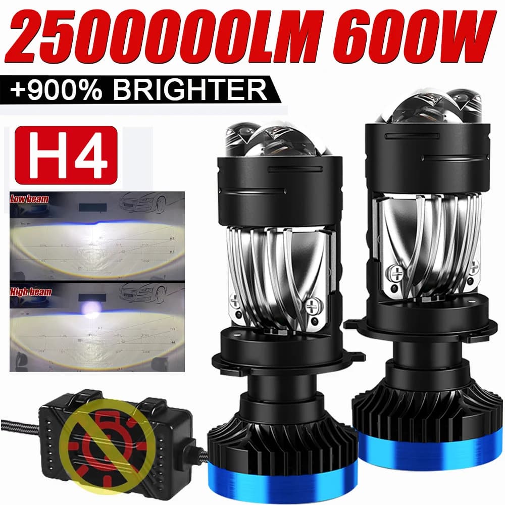Proiettore Laser LED H4 Mini Lente Kit Lampadine Fari Auto H4 LED Conversione Abbaglianti Anabbaglianti 6000K TurboFan Lampada Luce Auto LHD