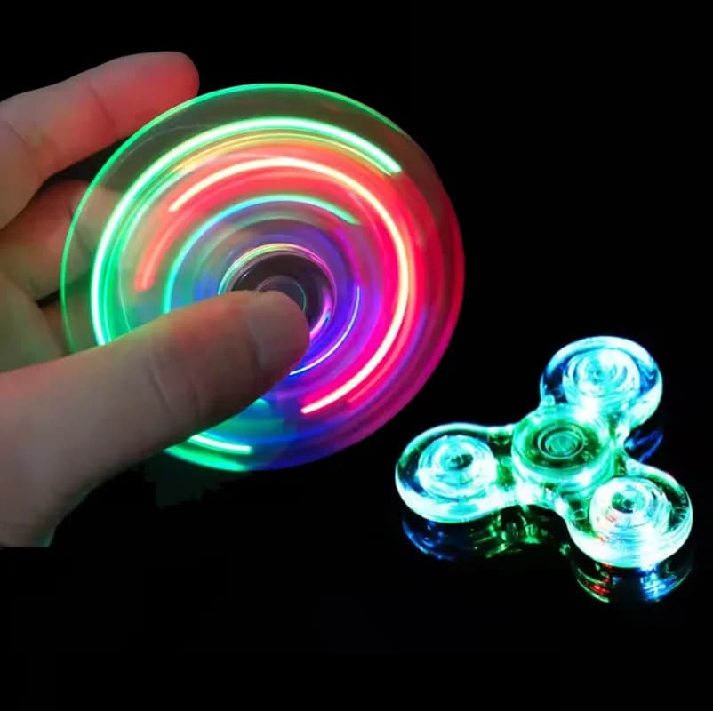 Fidget Spinner Luminoso a LED in Cristallo, Giocattolo Antistress EDC che si Illumina al Buio, Giroscopio Cinetico per Bambini