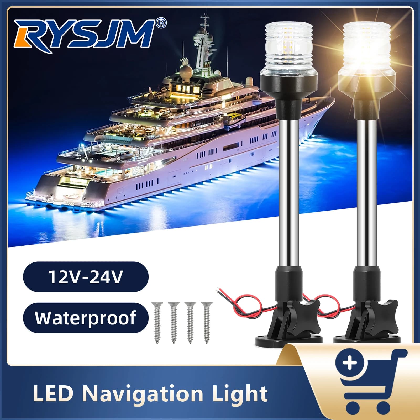 Luce di Navigazione a LED da 6/12 Pollici, Luce di Ancoraggio, Lampada di Segnalazione per la Navigazione, Luce a 360 Gradi per Imbarcazioni Marine, Yacht, Attrezzatura Nautica 12V 24V