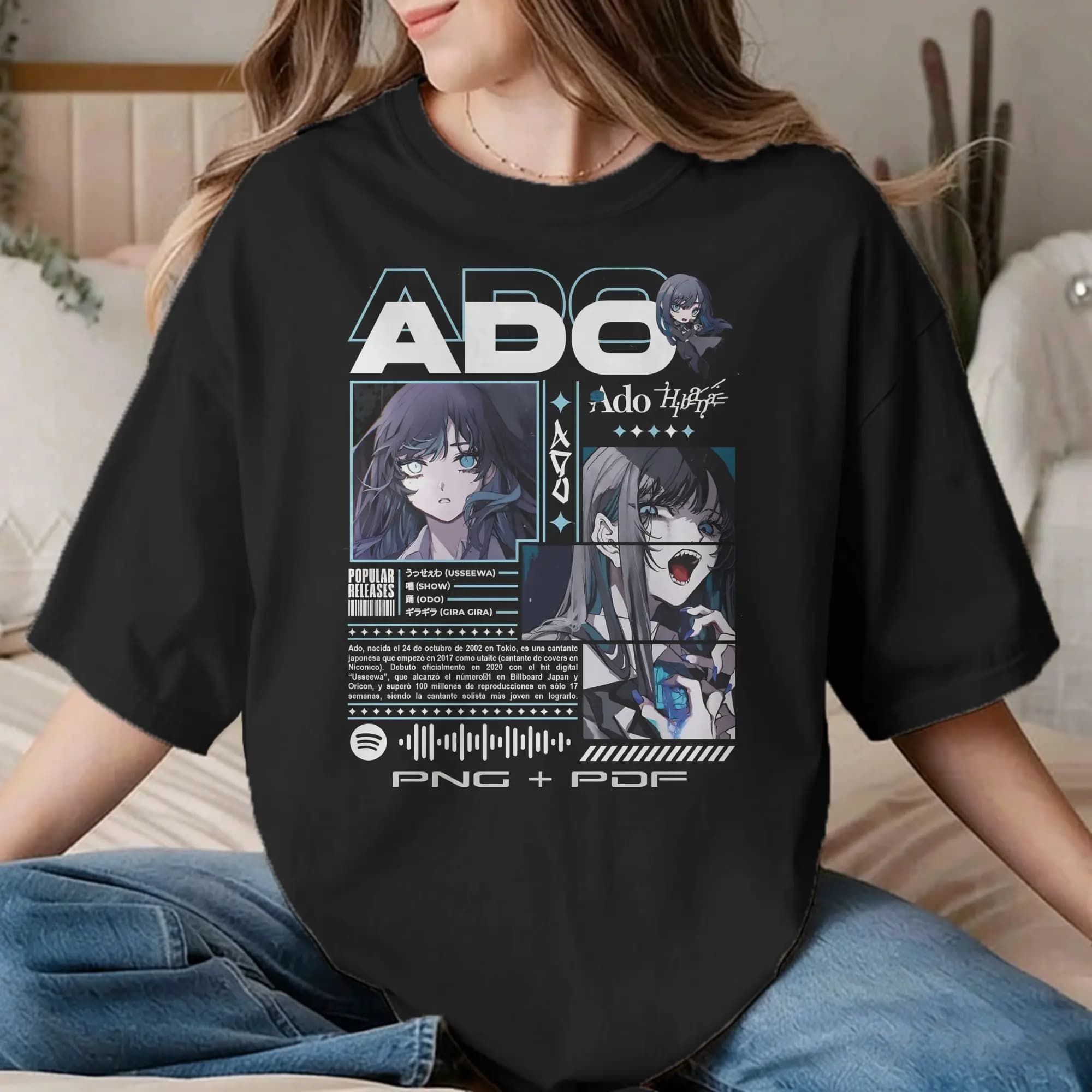 Ado Cartoon Men Women's T Shirt Amazing Tees Short Sleeve Crewneck T-Shirt 100% Cotton Graphic Clothes