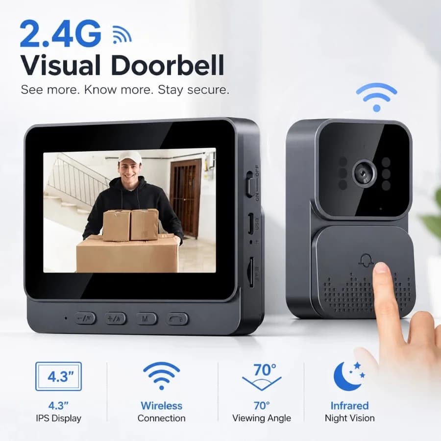 Doorbell Camera Smart Home Wireless 4G Video Intercom Camera Night Vision 4.3 Inch HD Screen Inteligente For Security Apartmen