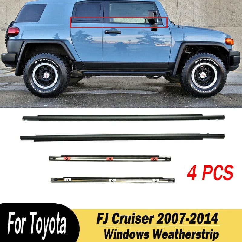Finestre di automobile Guarnizione di Vetro Guarnizione Stampaggio Trim (4 pezzi) Per Toyota FJ Cruiser 2007 2008 2009 2010 2012 2013 2014