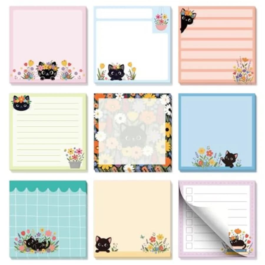 9pcs 540 Sheets Cute Sticky Notes 3 x 3 Inch Self Stick Notepads Adhesive Funny Memo Pads Cute Stationary Decor Gifts for Teach