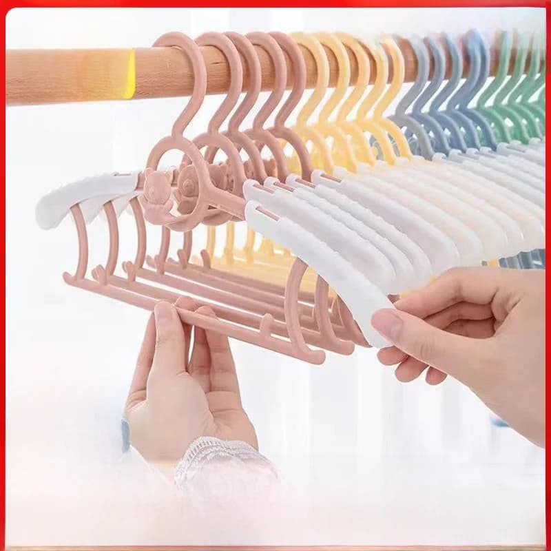 Macaron Colorful Children's Clothes Dryer, Expandable Plastic Hanger Set Save Space for Domestic Daily Use