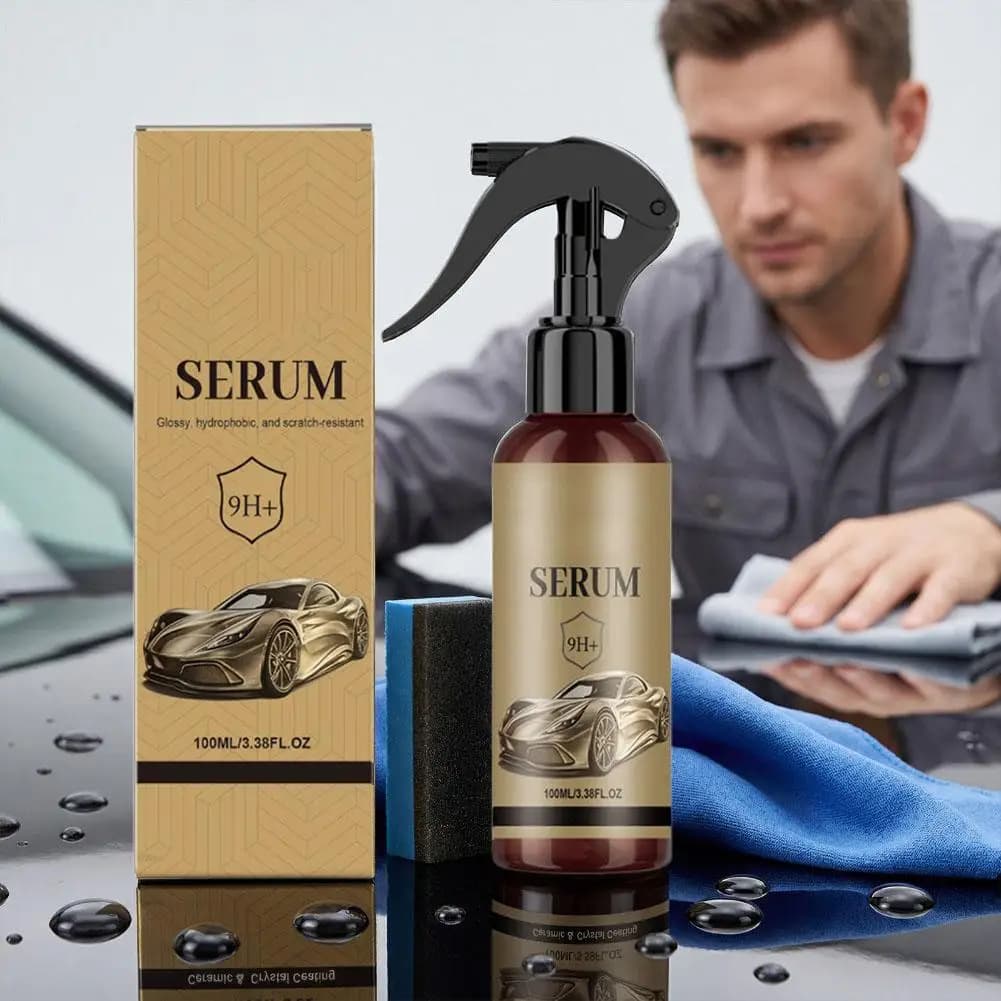 Spray per Rivestimento Ceramico al Grafene 9H, Cura della Vernice Auto ad Alta Lucentezza, Kit Cera Impermeabile Anti-Graffio con Protezione UV, con Spugna e Asciugamano