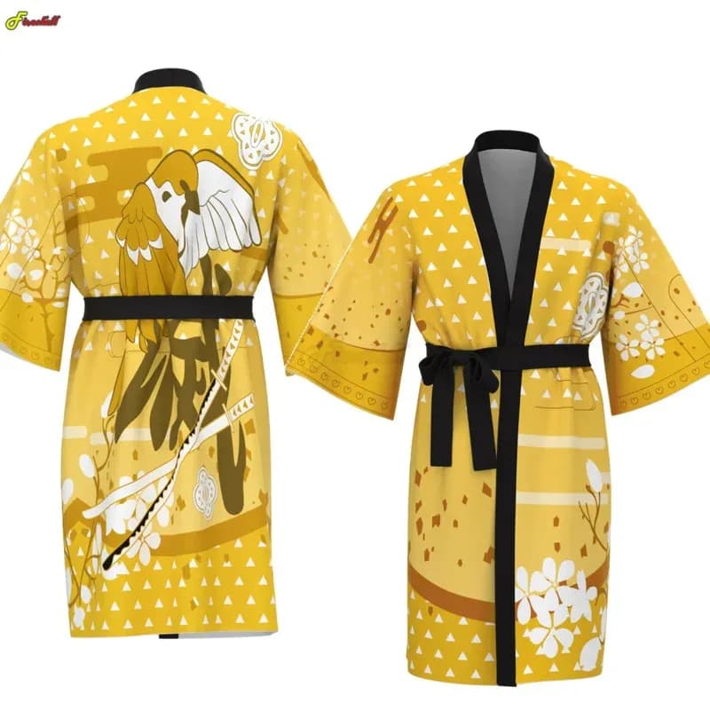CyAdult Bambini Demone Donna Uomo Slayer Kochou Shinobu Cosplay Kimono Accappatoio Kamado Tanjirou Nezuko Manica corta Accappatoio Sl EQ34